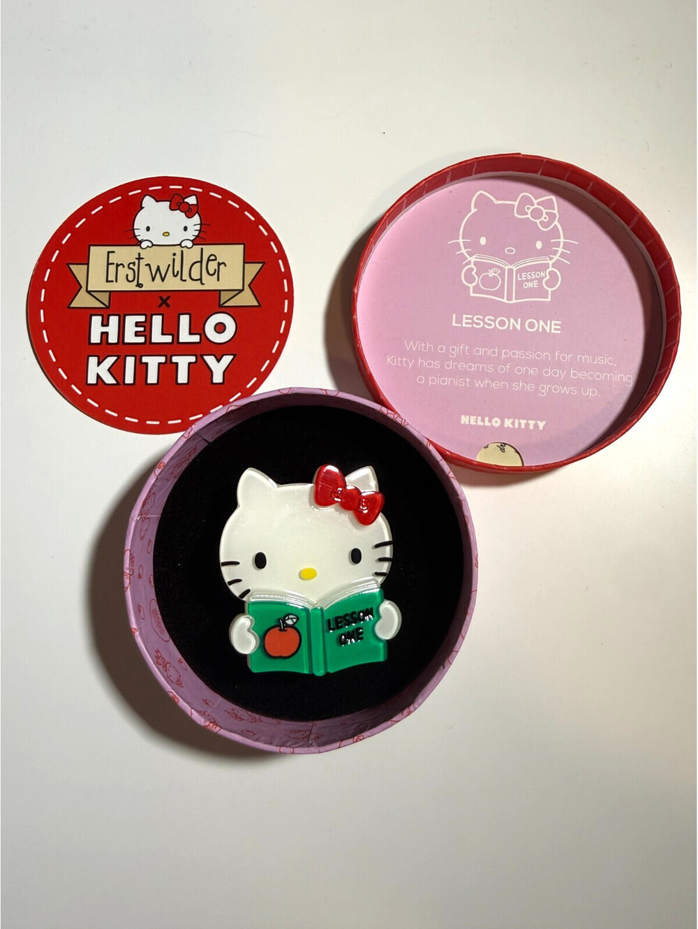 Lesson One Brooch - Erstwilder x Hello Kitty Sanrio Cat Anime Teacher Book Pin